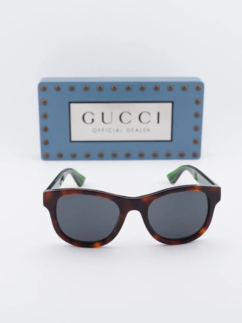 Gucci GG0003SN 003 Square Sunglasses - Havana / Green / Grey
